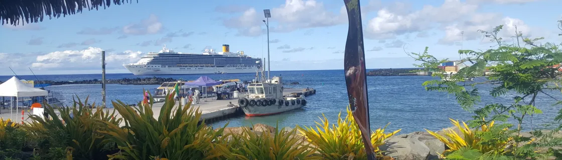 Costa cruise ship at the port of Rarotonga, Cook Islands