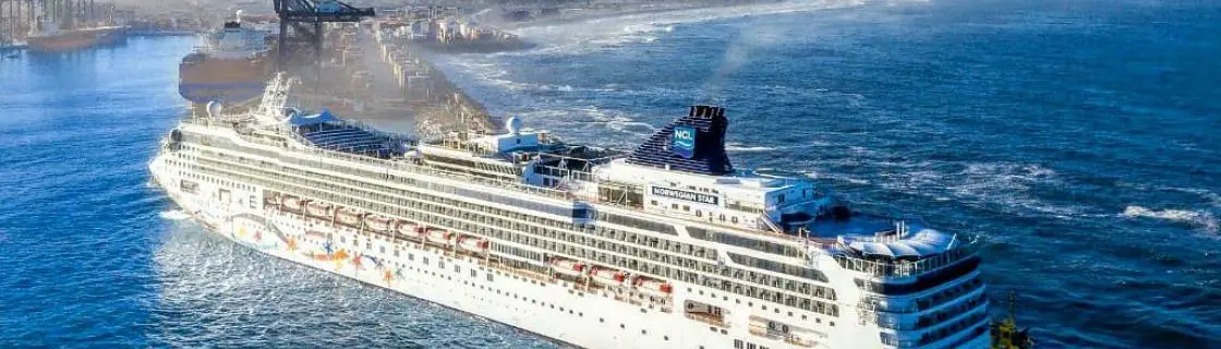 NCL cruise ship docked at the port of San Antonio, Chile