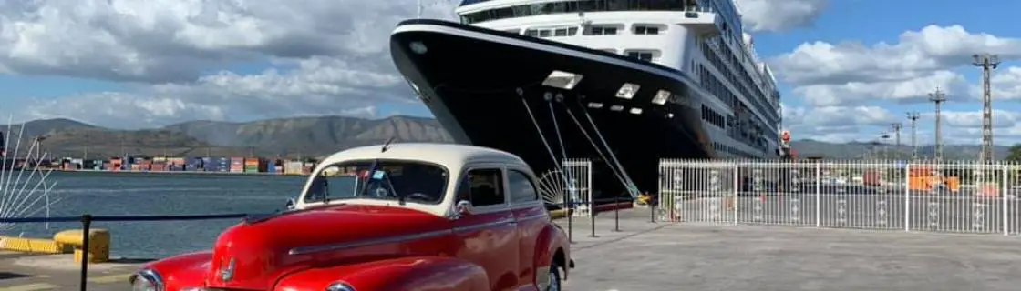 Azamara cruise ship docked at the port of Santiago de Cuba, Cuba