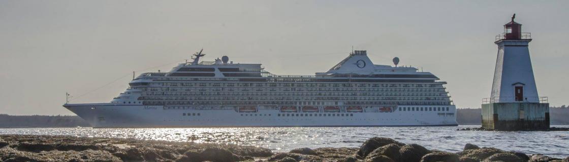 Cruise ship docked at the port of Shelburne, Nova Scotia