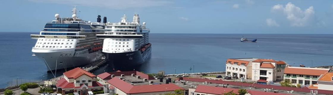 Cruise ships docked at the port of St Georges, Grenada