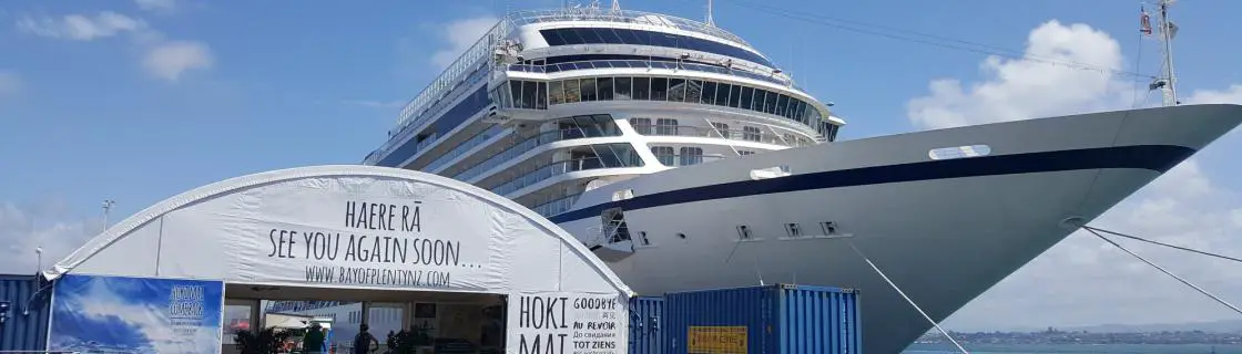 Cruise ship docked at the port of Tauranga, New Zealand