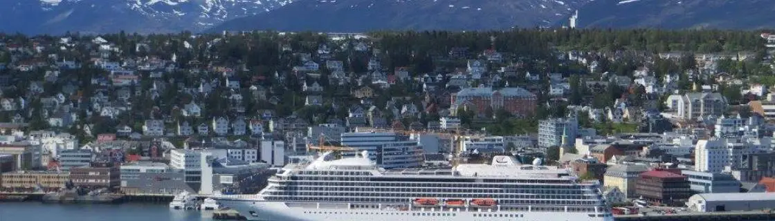Cruise ship docked at the port of Tromso, Norway