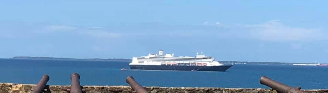 Cruise ship anchored at the port of Trujillo, Honduras