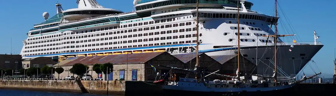 Cruise ship docked at the port of Vigo, Spain