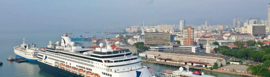 Cruise ship docked at the port of Penang, Malaysia