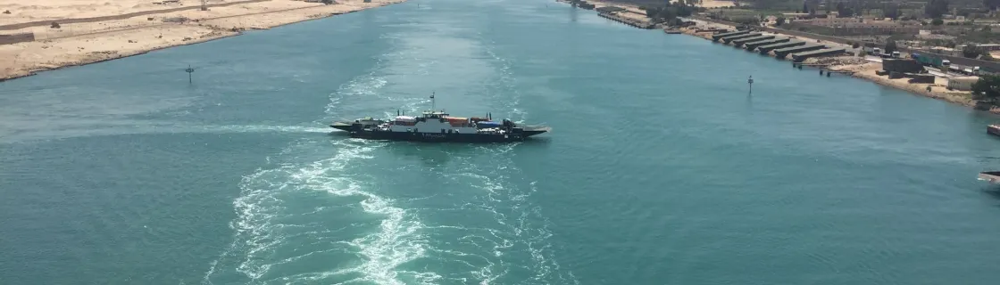 cruise ship in Suez Canal, Egypt