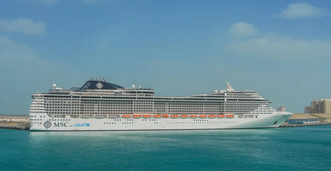 MSC Cruises Fantasia cruise ship sailing to homeport