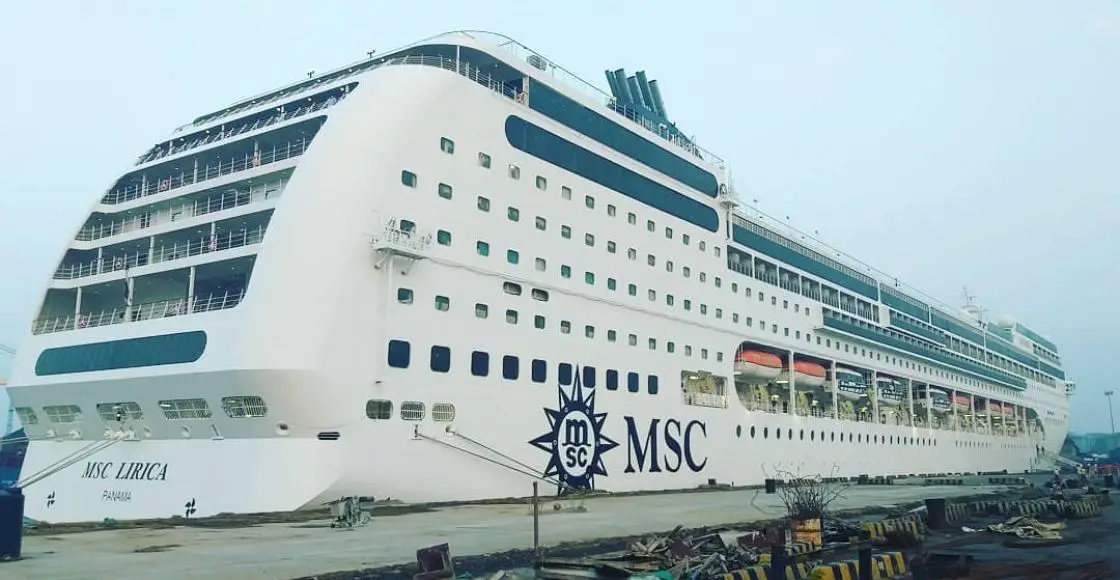 MSC Cruises Lirica cruise ship sailing to homeport