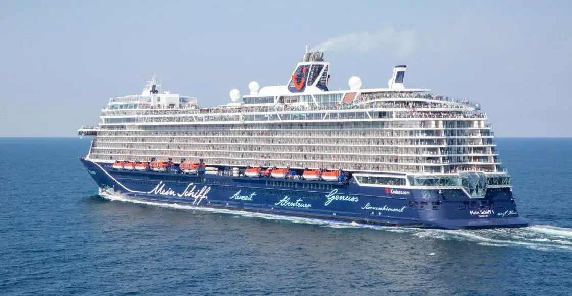 TUI Cruises Mein Schiff 1 cruise ship sailing from home port