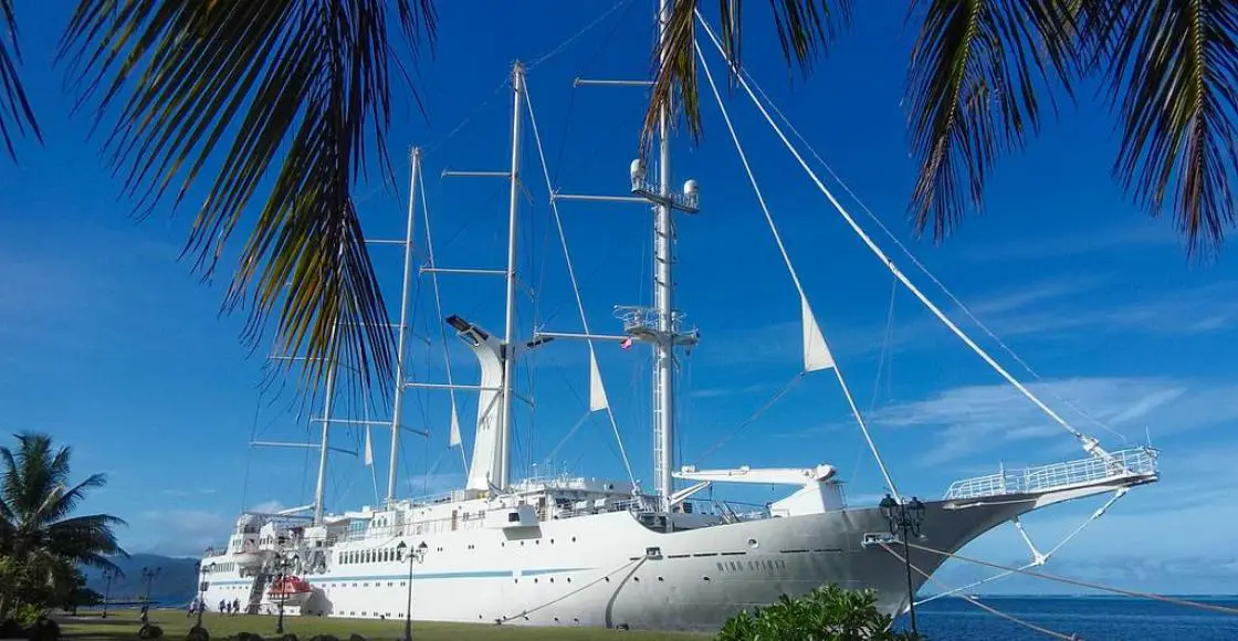 Wind Spirit cruise ship in home port